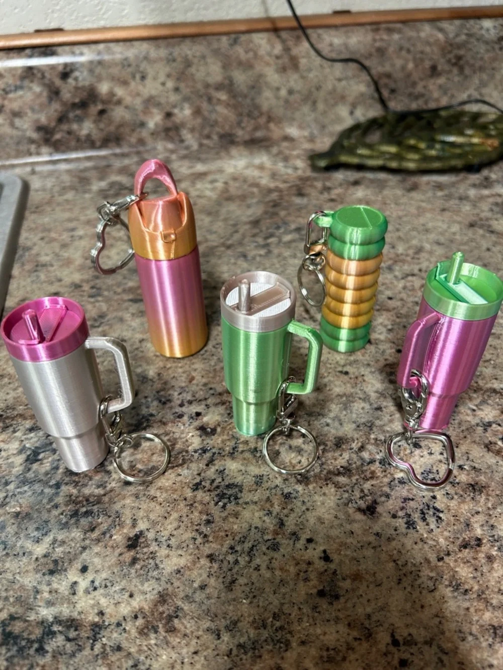 Multicolor Keychain accessory Keyring - Pink, Green, Gold, Silver